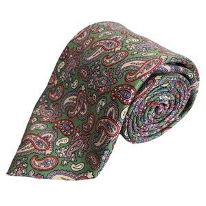Bert Pulitzer Green Paisley Silk Necktie Handmade in England 57x3.5